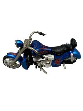 Miniature Blue & Black Die-Cast Motorcycle Model With Red claw marks Design READ